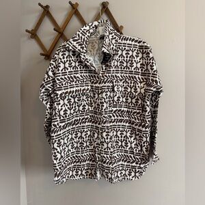 HDS Fashion Brown White Tribal Art to Wear Lagenlook Shacket NWT XL